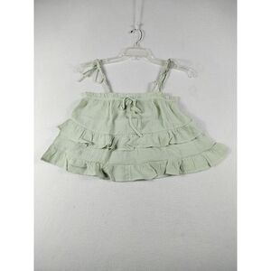 Blu‎ Pepper Top Women's Small Green Babydoll Ruffles Cottagecore Prairiecore